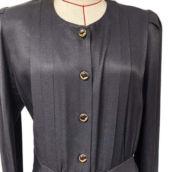 Vintage Molly Malloy Womens Size 12 Black Button Front Jumpsuit - Picture 3 of 10